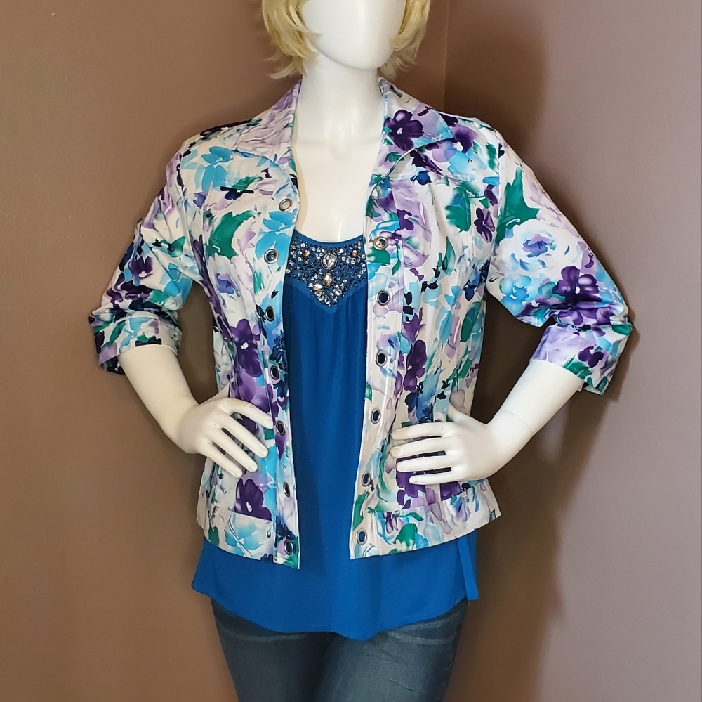 DRAPER'S & DAMON'S floral print open jacket size PL
